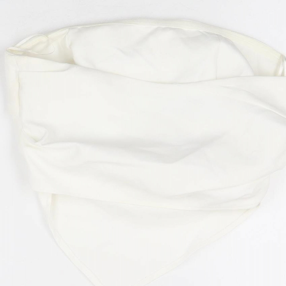 Zara Womens White Polyester Cropped T-Shirt Size XS Off the Shoulder