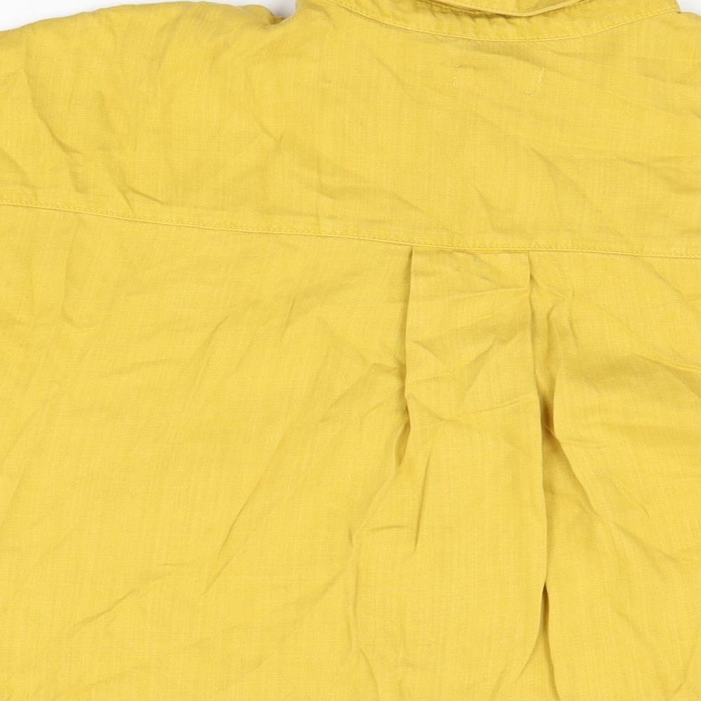 Sneak Peek Womens Yellow Lyocell Basic Button-Up Size S Collared