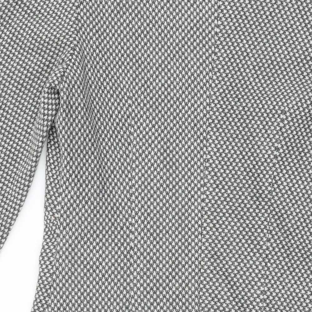 APANAGE Womens Grey Geometric Polyester Shift Size 12 Round Neck Zip