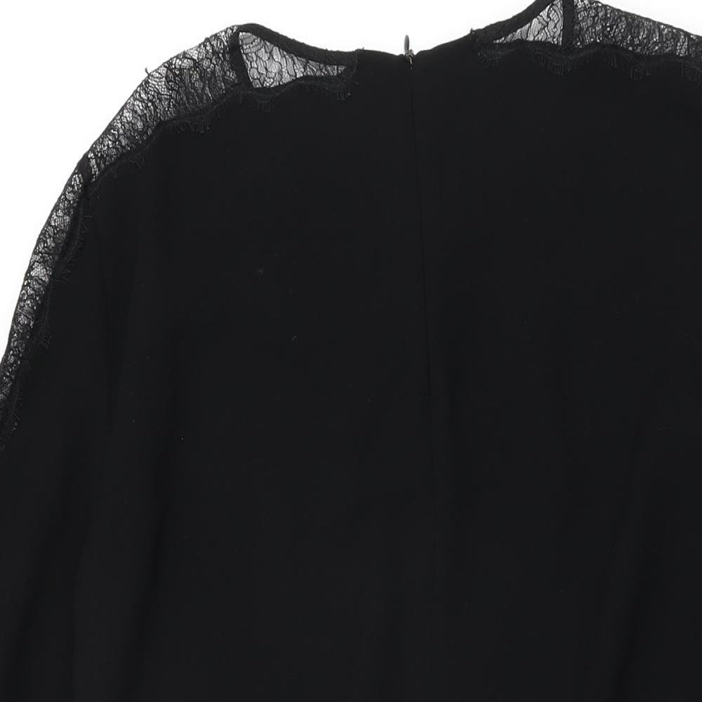 Zara Womens Black Polyester Shift Size M Round Neck Zip