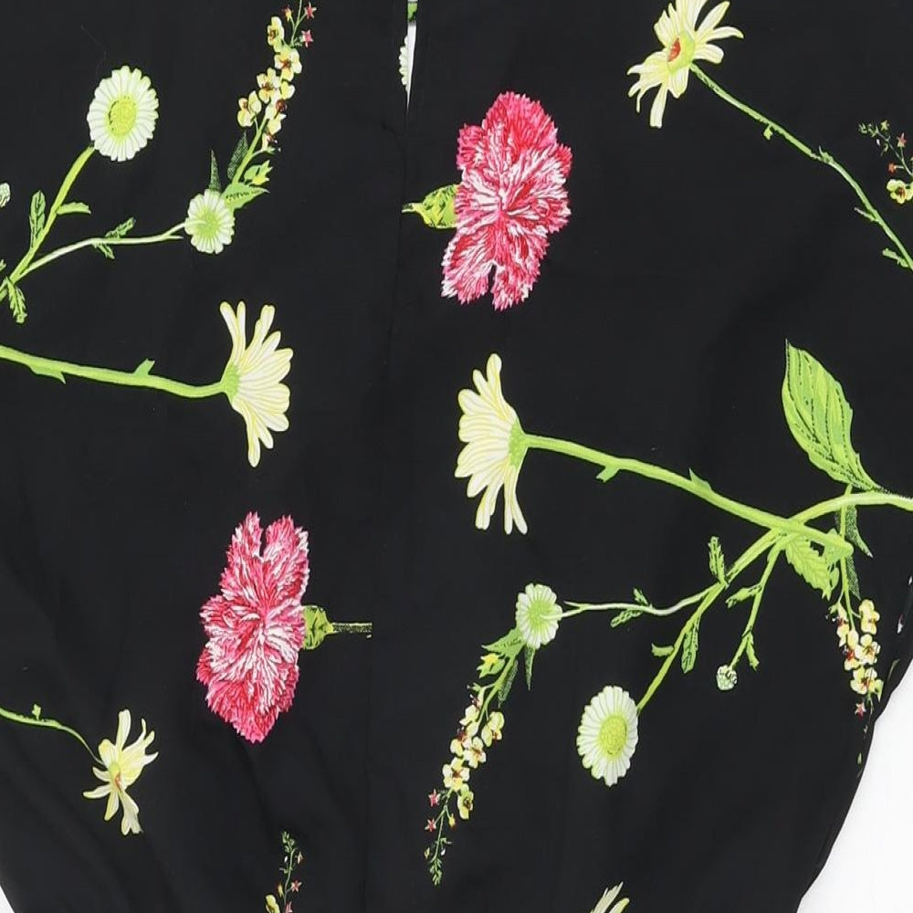 Dancing Leopard Womens Black Floral Polyester Shift Size 10 Round Neck Pullover