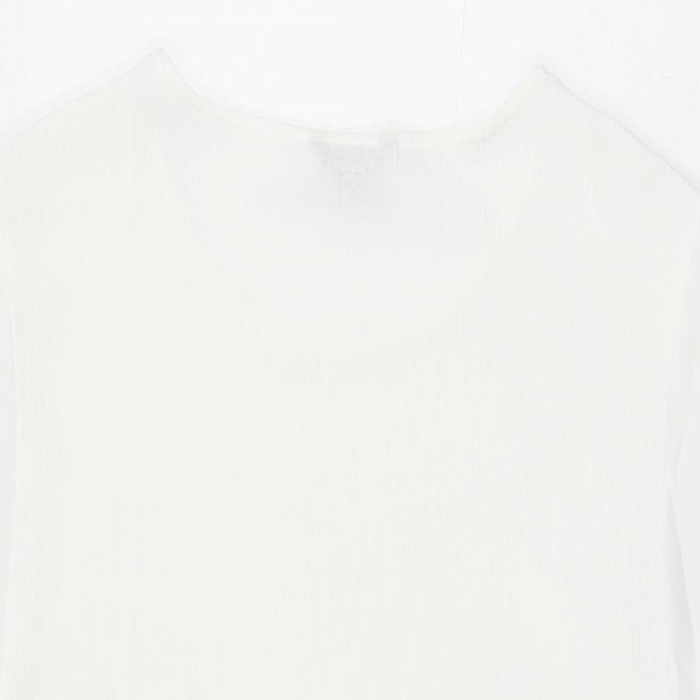 Marks & Spencer Womens White Polyester Basic T-Shirt Size 14 Round Neck