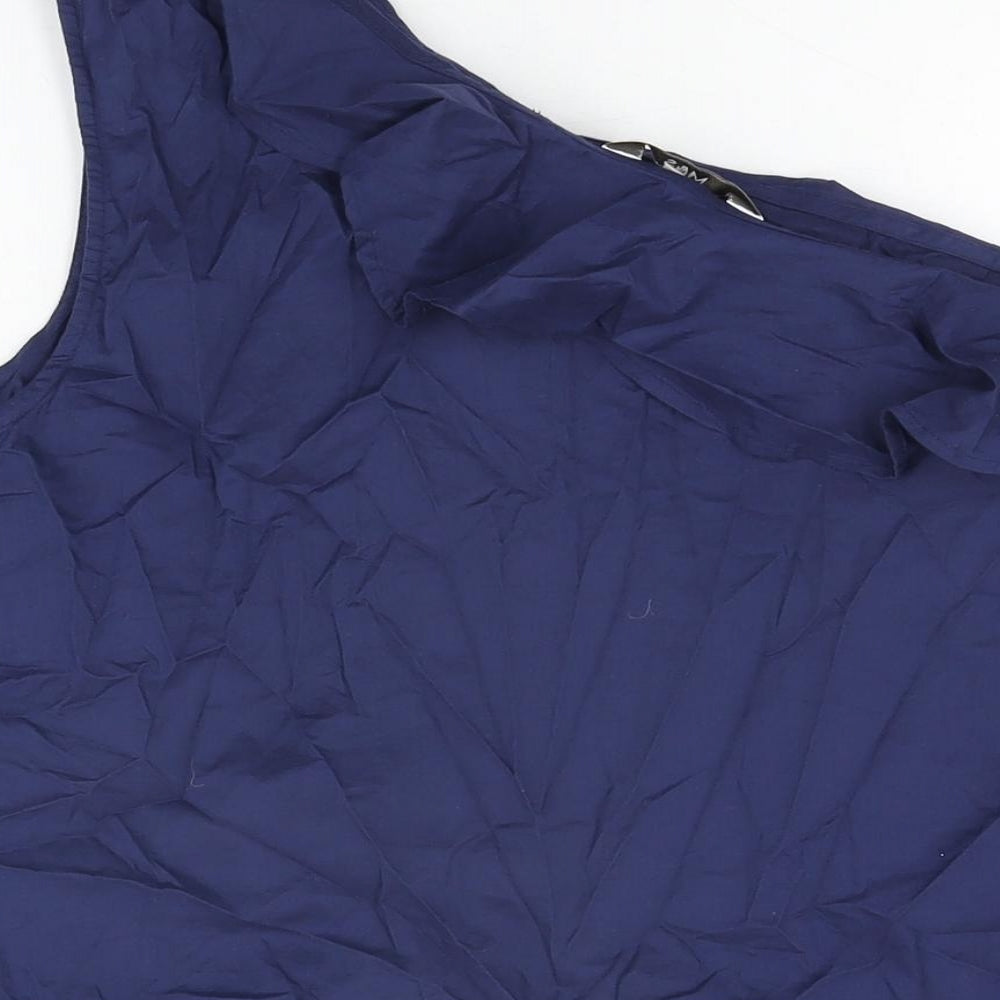 Marks & Spencer Womens Blue Cotton Basic T-Shirt Size 18 One Shoulder
