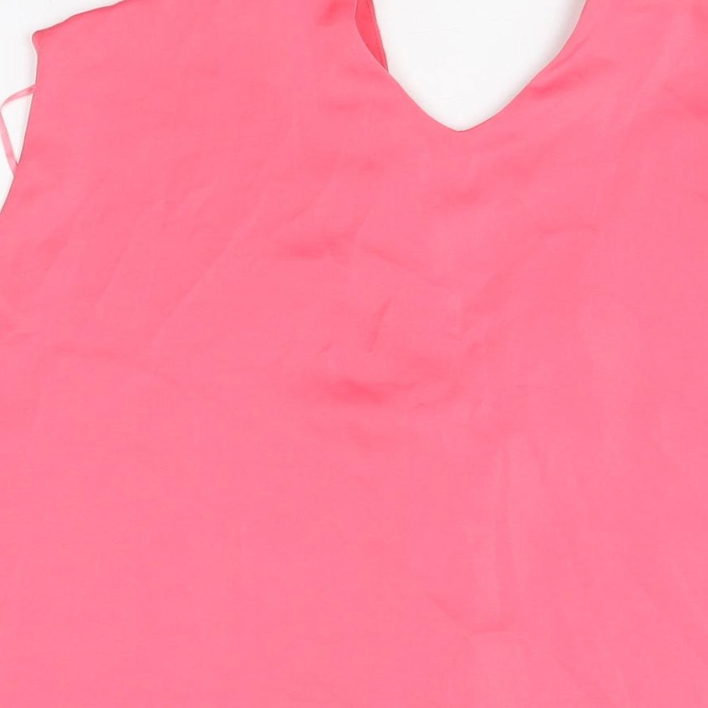 Marks & Spencer Womens Pink Polyester Basic Blouse Size 16 V-Neck