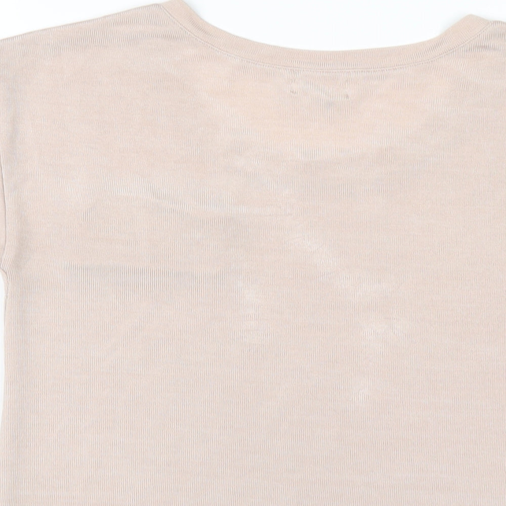 New Look Womens Pink Polyester Basic T-Shirt Size 10 Round Neck