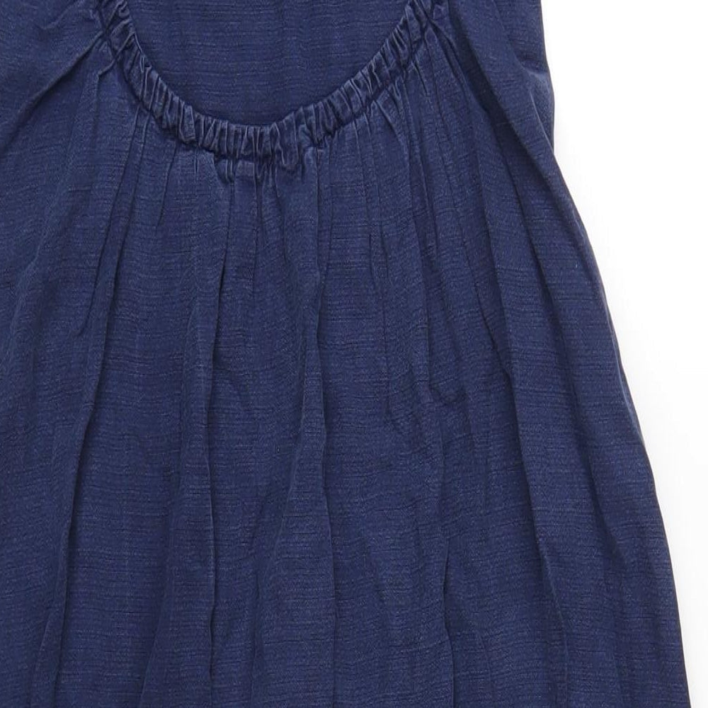 Zara Womens Blue Cotton A-Line Size S Scoop Neck Pullover