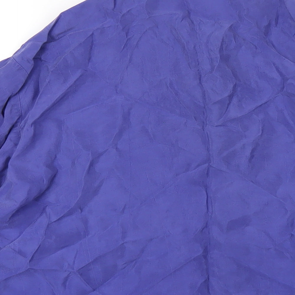 Marks & Spencer Womens Blue Cupro Basic Button-Up Size 16 Collared