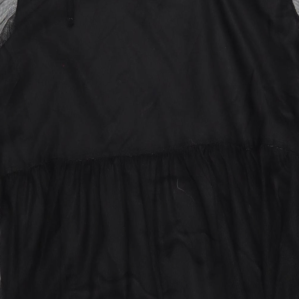 H&M Womens Black Polyester A-Line Size L Square Neck Pullover