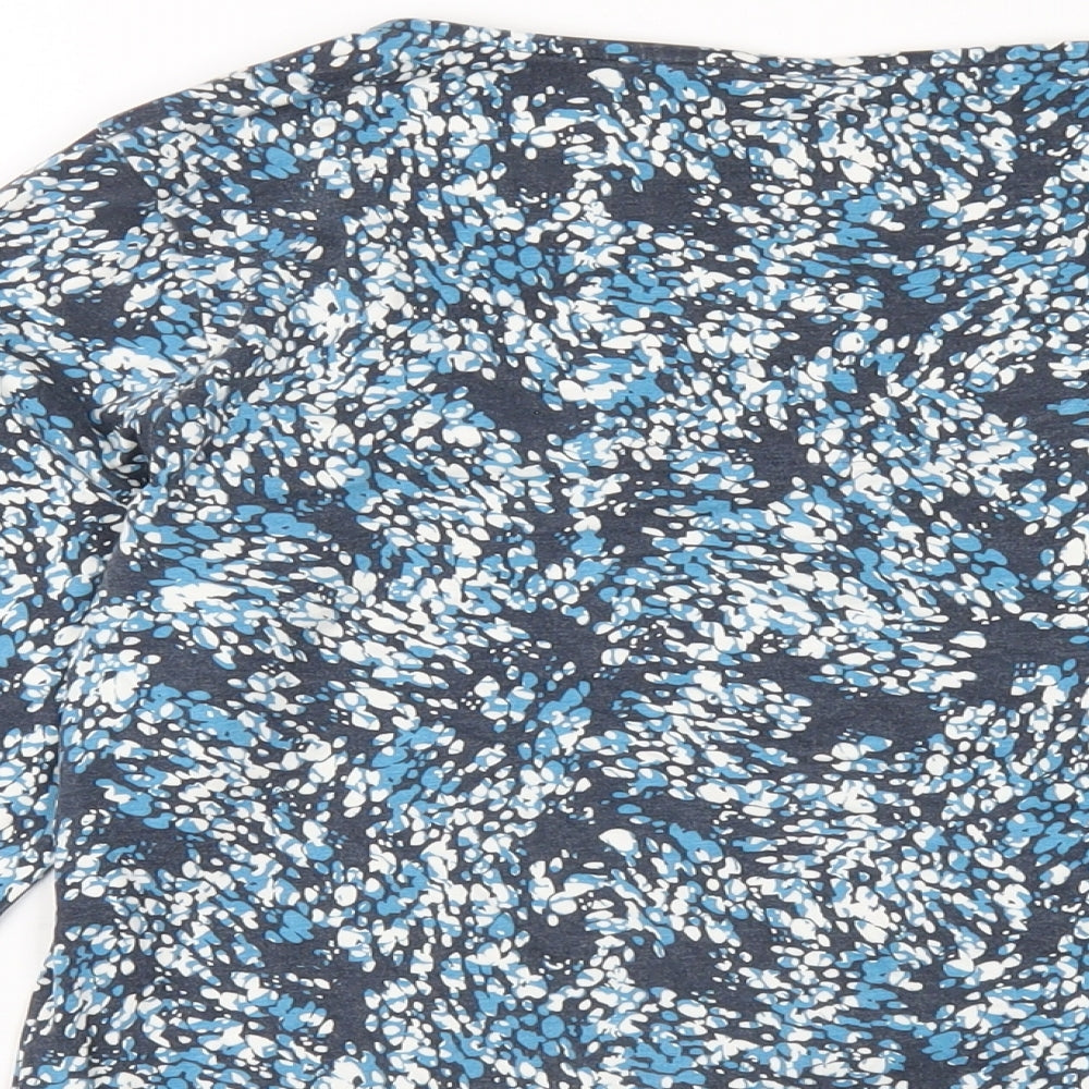 Marks & Spencer Womens Blue Geometric Acrylic Basic T-Shirt Size 12 Scoop Neck