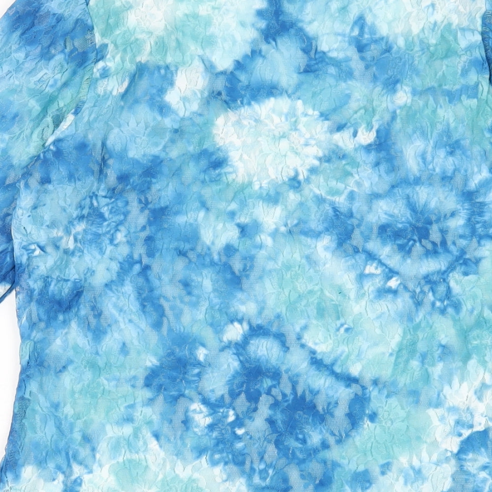 Sophie Womens Blue Polyester A-Line Size 12 V-Neck Pullover