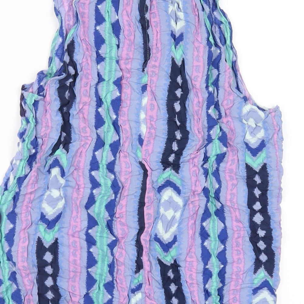 H&M Womens Multicoloured Geometric Viscose Basic Tank Size 10 Scoop Neck