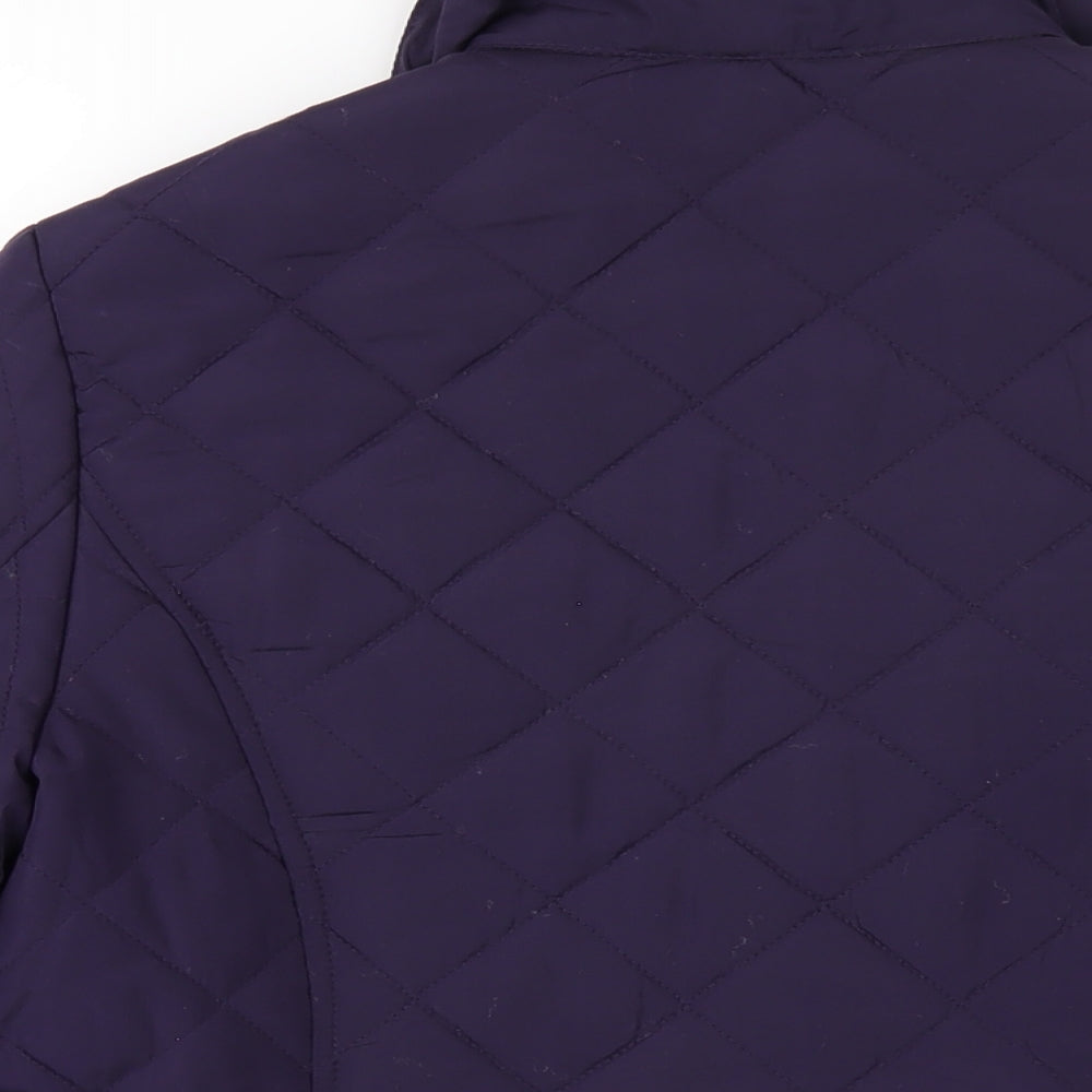 DASH Womens Purple Quilted Coat Size 12 Button