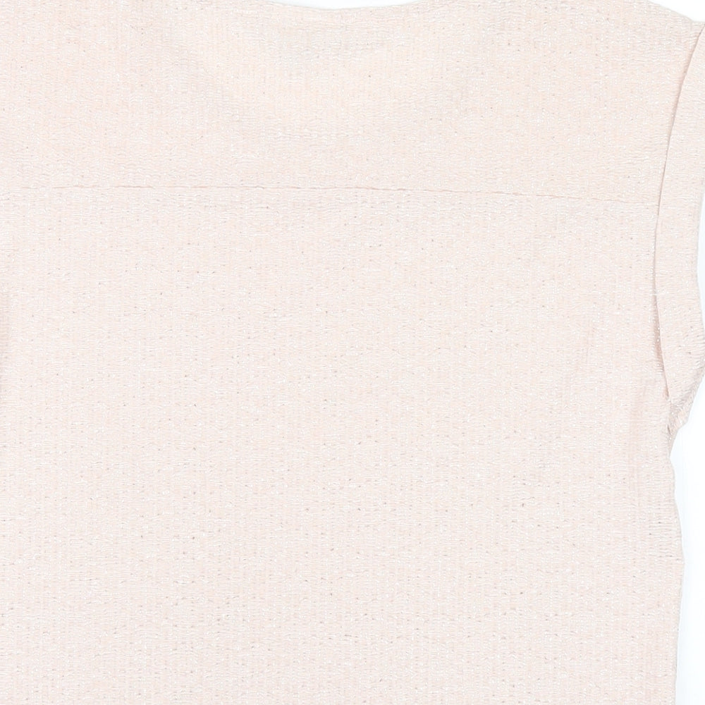 NEXT Womens Pink Polyester Basic T-Shirt Size 6 Round Neck
