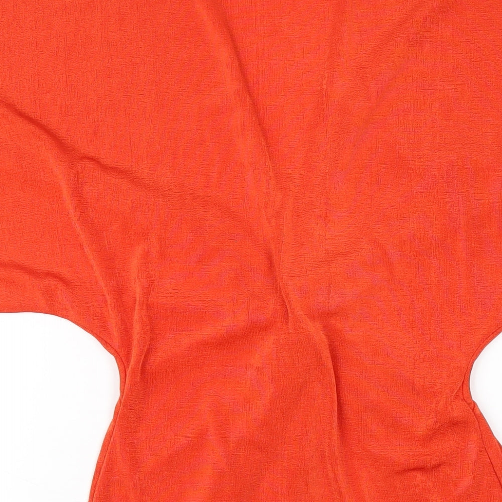 Missguided Womens Orange Polyester Bodycon Size 4 V-Neck Pullover