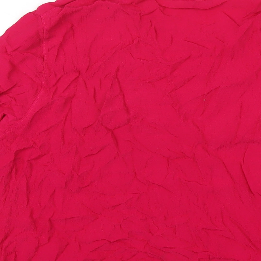 Marks & Spencer Womens Pink Viscose Basic T-Shirt Size 12 V-Neck