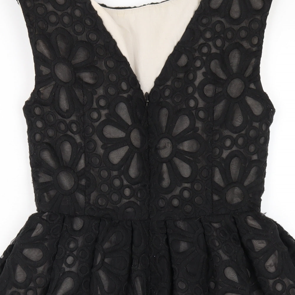 Topshop Womens Black Nylon A-Line Size 8 Round Neck Zip