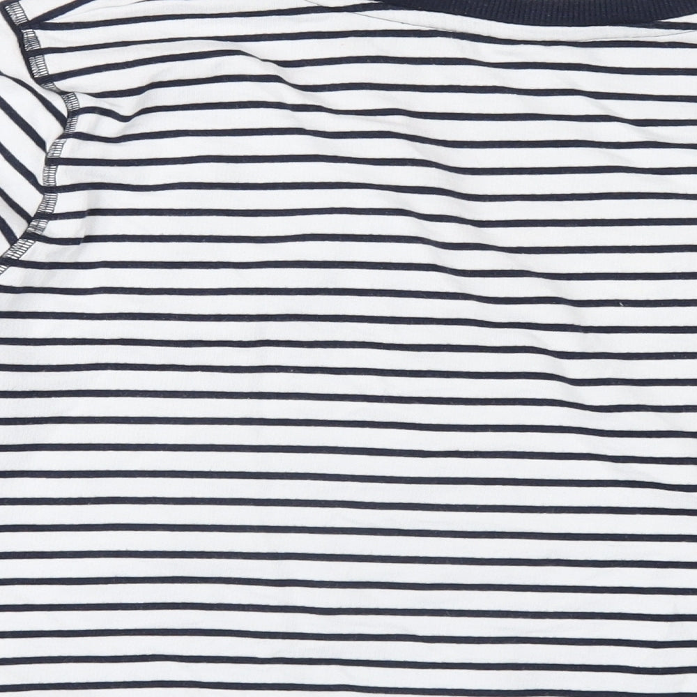 M&Co Womens Blue Striped Polyester Pullover Sweatshirt Size 8 Pullover