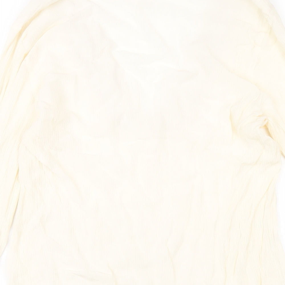 H&M Womens Ivory Viscose Basic T-Shirt Size 8 V-Neck