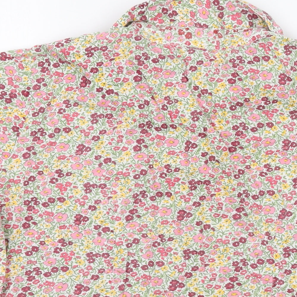 Amber Womens Multicoloured Floral Cotton Basic Button-Up Size 14 Collared