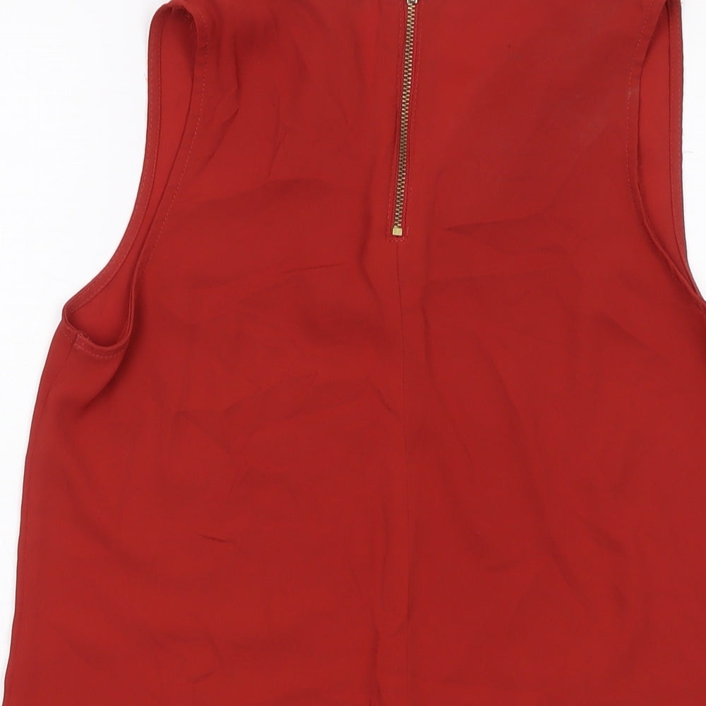 NEXT Womens Red Polyester Basic Blouse Size 6 V-Neck