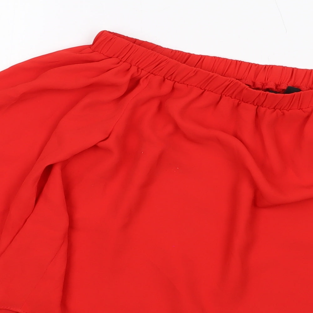 ASOS Womens Red Polyester Basic Blouse Size 10 Square Neck
