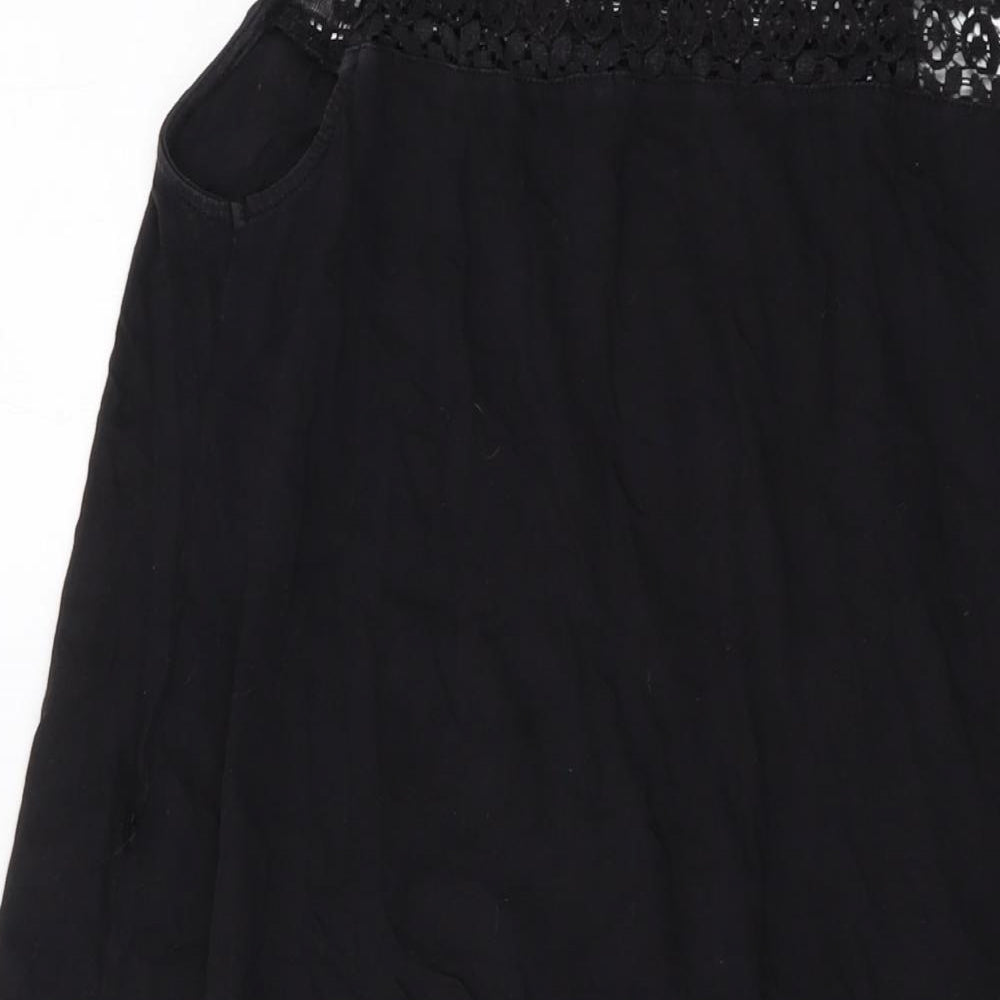 H&M Womens Black Cotton Tank Dress Size M Round Neck Pullover