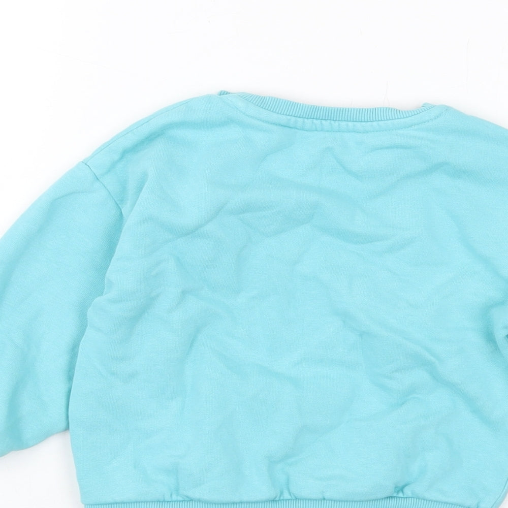 Marks & Spencer Girls Blue Cotton Pullover Sweatshirt Size 2-3 Years Pullover
