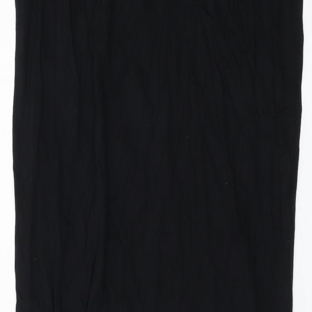 Topshop Womens Black Viscose Tank Dress Size 8 Round Neck Pullover