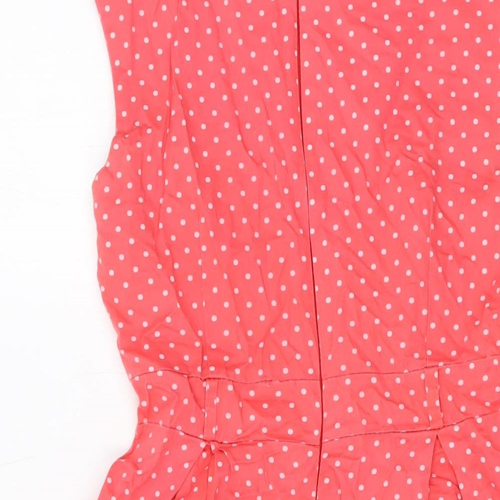 Apricot Womens Pink Polka Dot Polyester A-Line Size 10 Round Neck Zip