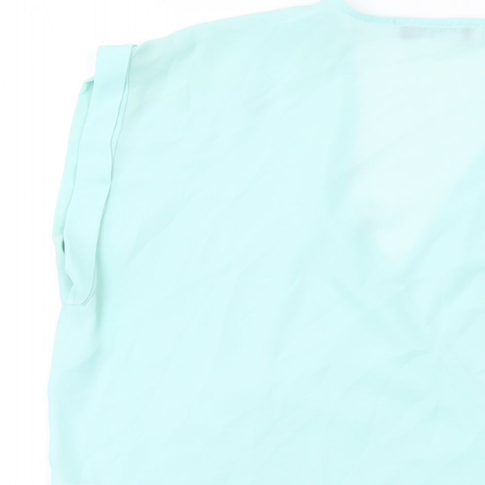 Selecxt Womens Blue Polyester Basic T-Shirt Size 12 V-Neck