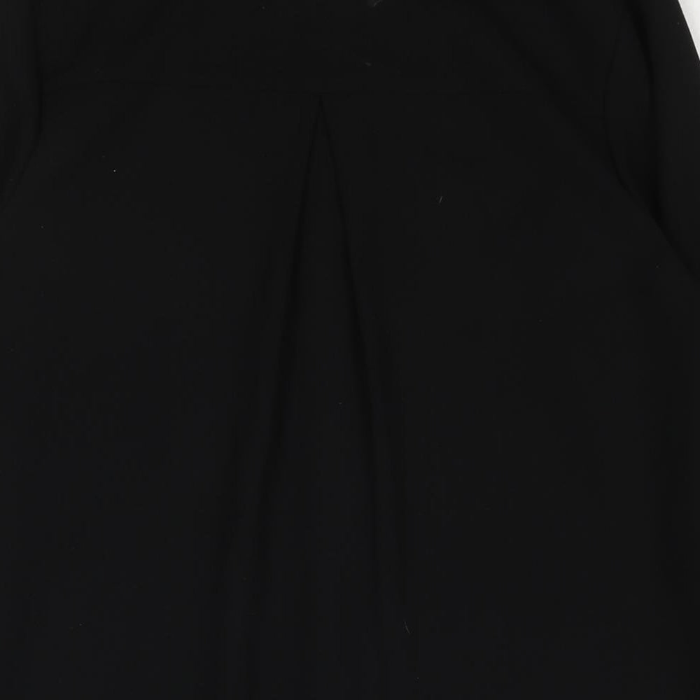 Warehouse Womens Black Polyester Shirt Dress Size 8 Collared Button - Lace Detail