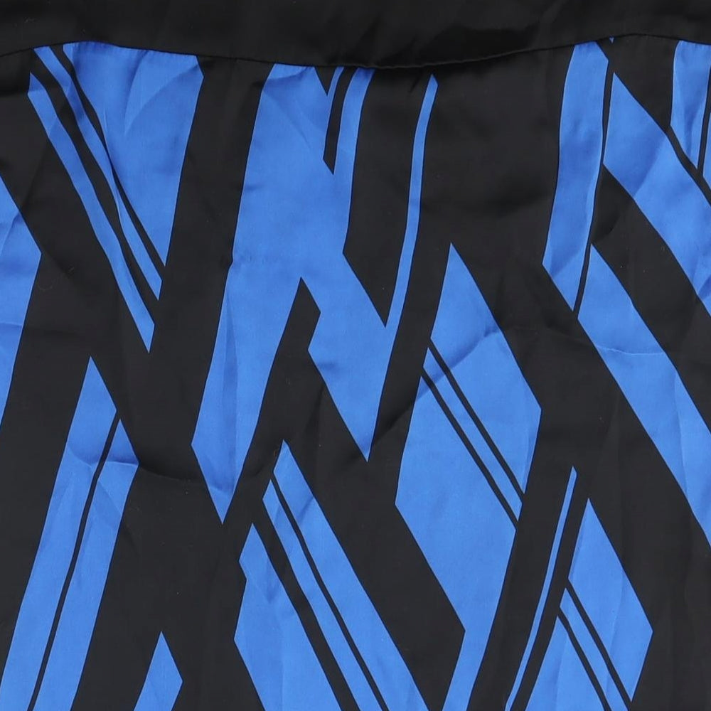 Dorothy Perkins Womens Blue Geometric Polyester Basic Blouse Size 10 Round Neck