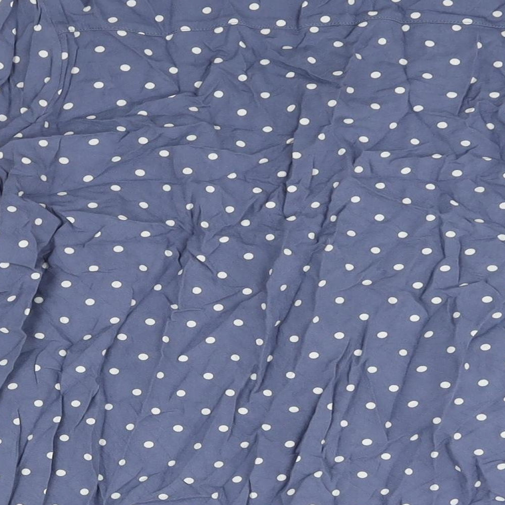 Divided by H&M Womens Blue Polka Dot Viscose Basic Button-Up Size 10 Collared