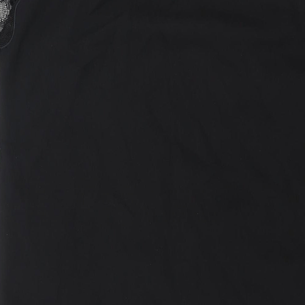 H&M Womens Black Polyester Shift Size 10 Round Neck Button - Lace Sleeve