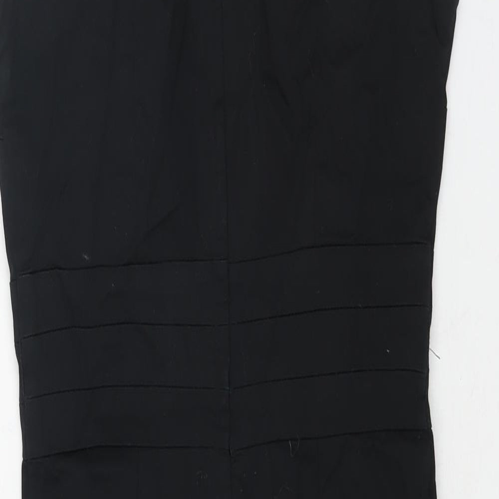 H&M Womens Black Cotton Shift Size 6 V-Neck Zip
