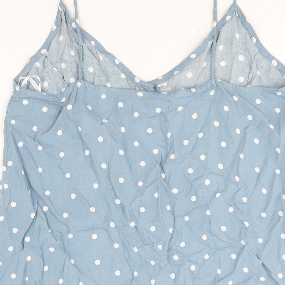 Motel Rocks Womens Blue Polka Dot Viscose Tank Dress Size S V-Neck Button