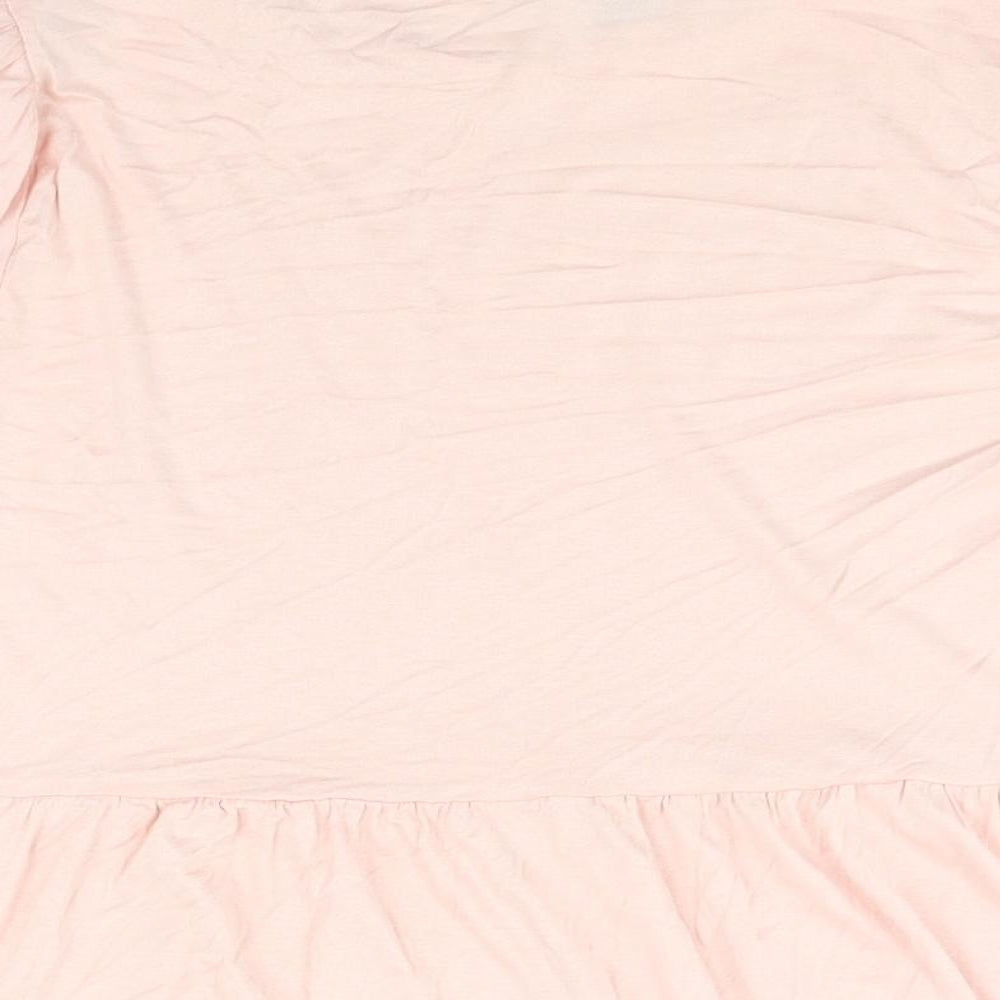 New Look Womens Pink Viscose Basic Blouse Size 14 Round Neck - Smocked