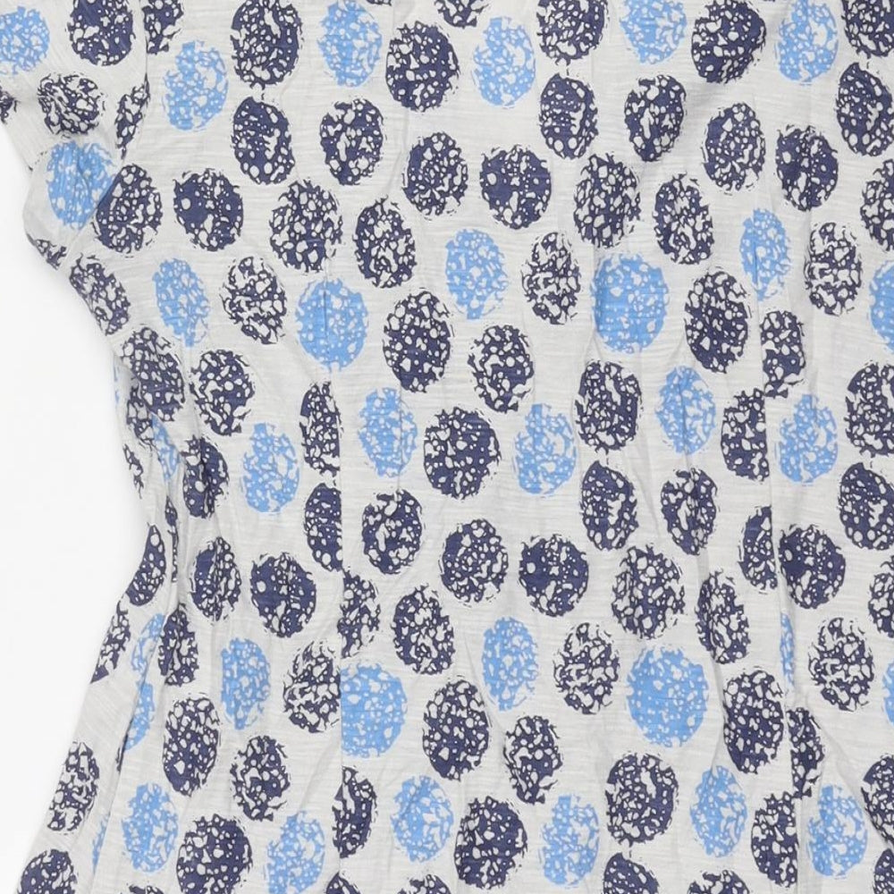Tara Womens Black Polka Dot Cotton A-Line Size 10 V-Neck Pullover
