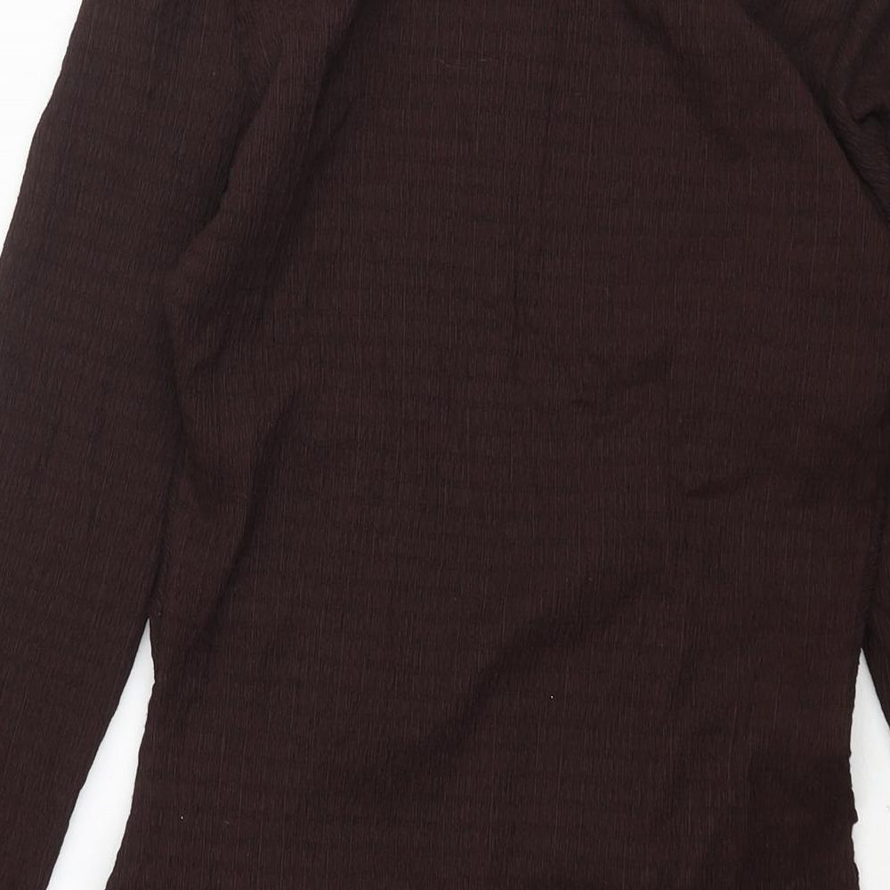 Misspap Womens Brown Polyester Shirt Dress Size 8 Collared Button - Rouched