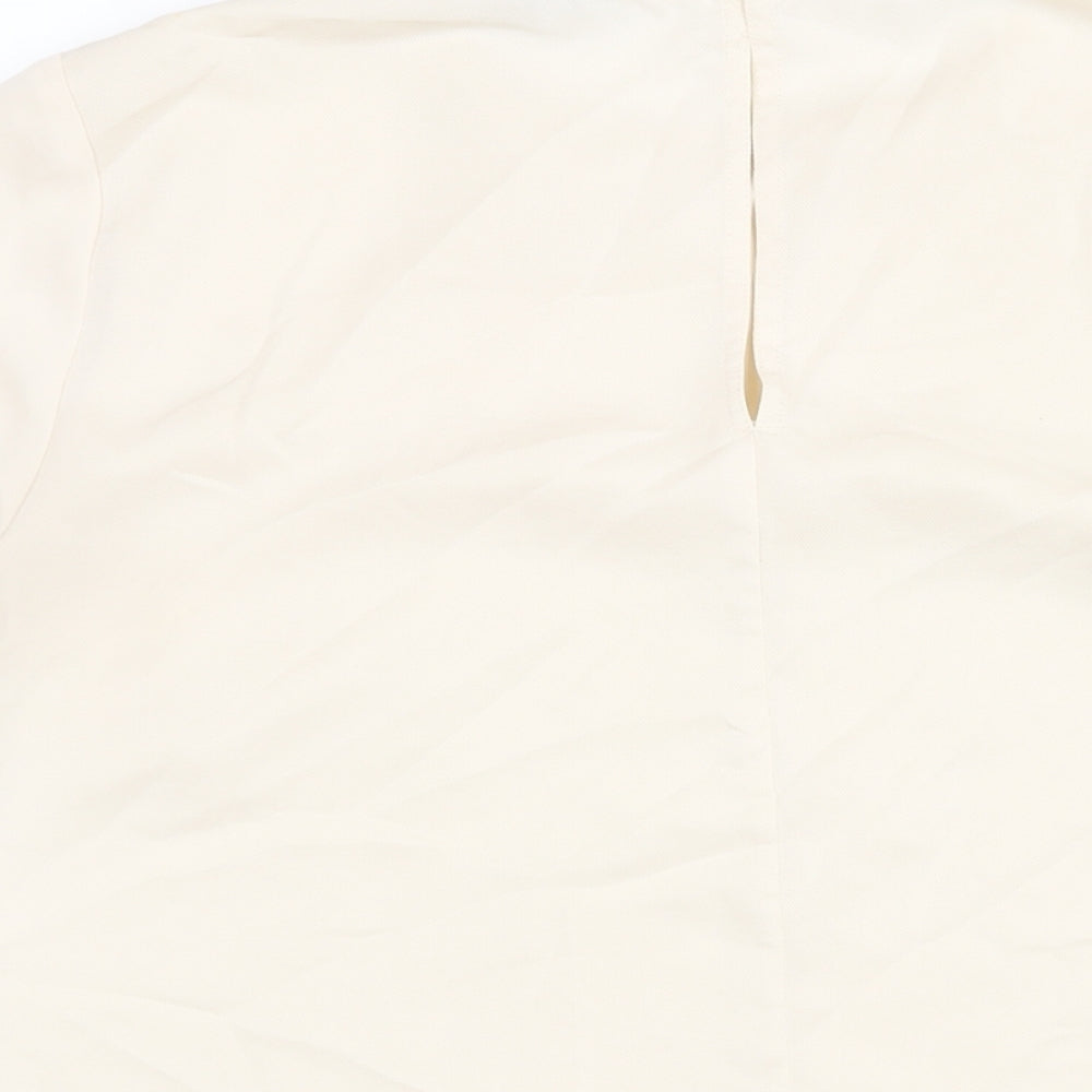 H&M Womens Ivory Polyester Basic Blouse Size M Round Neck