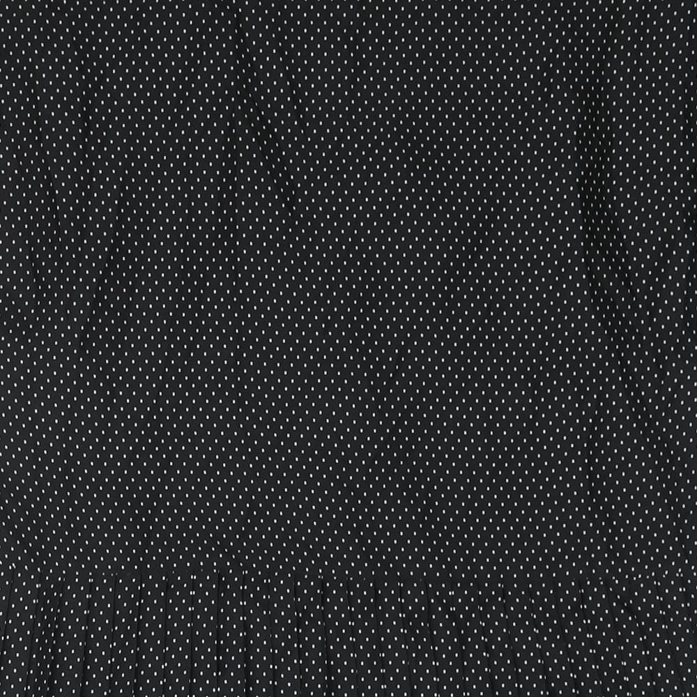 Zara Womens Black Polka Dot Polyester Shift Size M V-Neck Button - Pleated