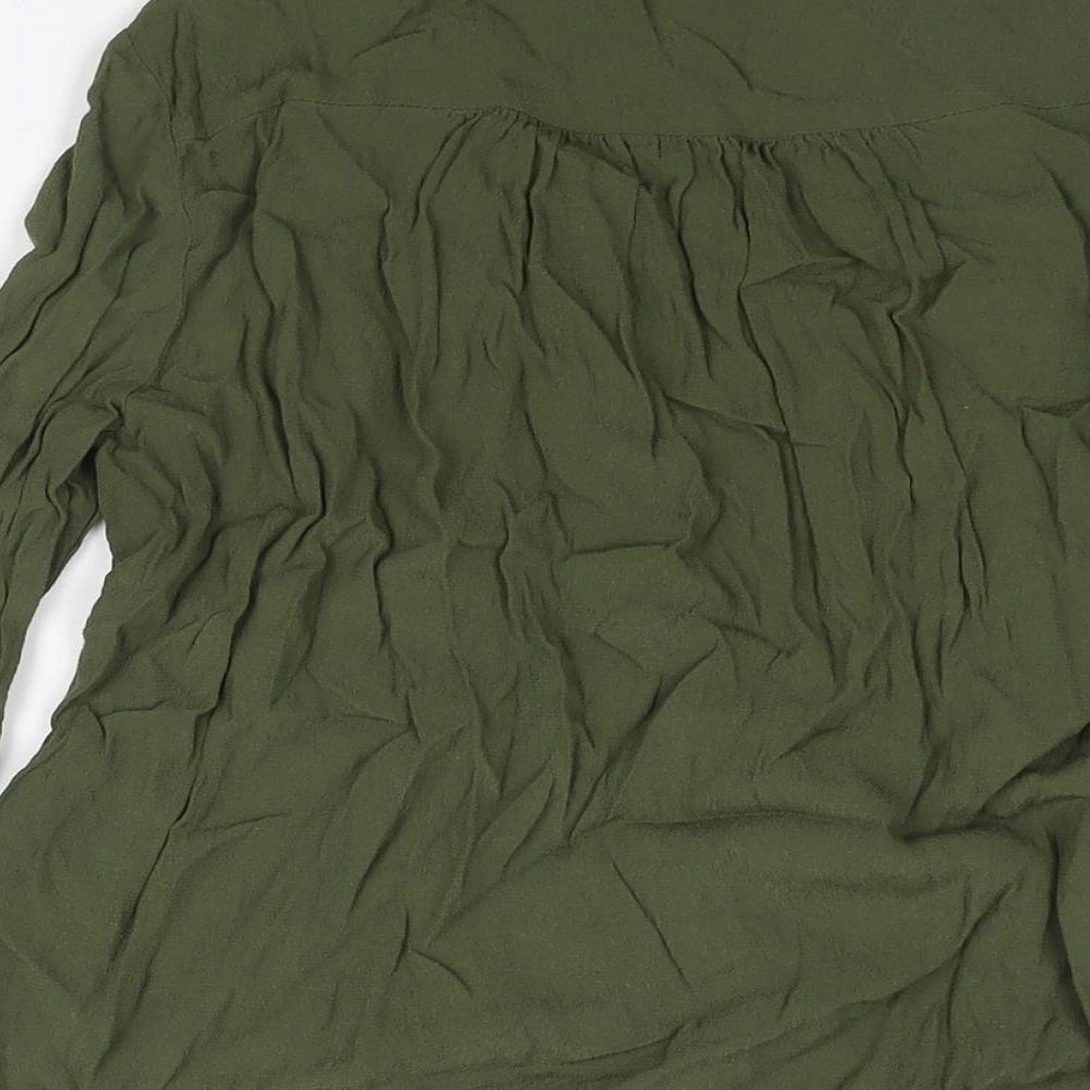 ASOS Womens Green Viscose Basic Blouse Size 8 V-Neck - Peplum Tie Cuff