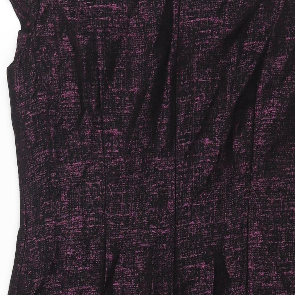 Precis Womens Purple Geometric Polyester Shift Size 12 Round Neck Zip