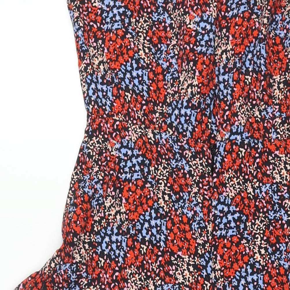 Topshop Womens Multicoloured Floral Polyester Shift Size 8 V-Neck Button