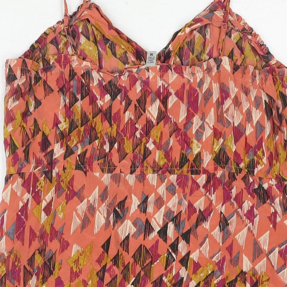 Ecote Womens Multicoloured Geometric Silk Mini Size M Sweetheart Button