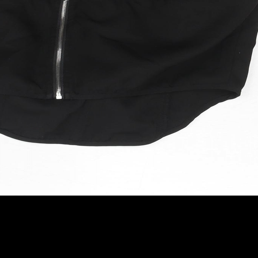 PRETTYLITTLETHING Womens Black Polyester Cropped Blouse Size 14 Scoop Neck - Cors