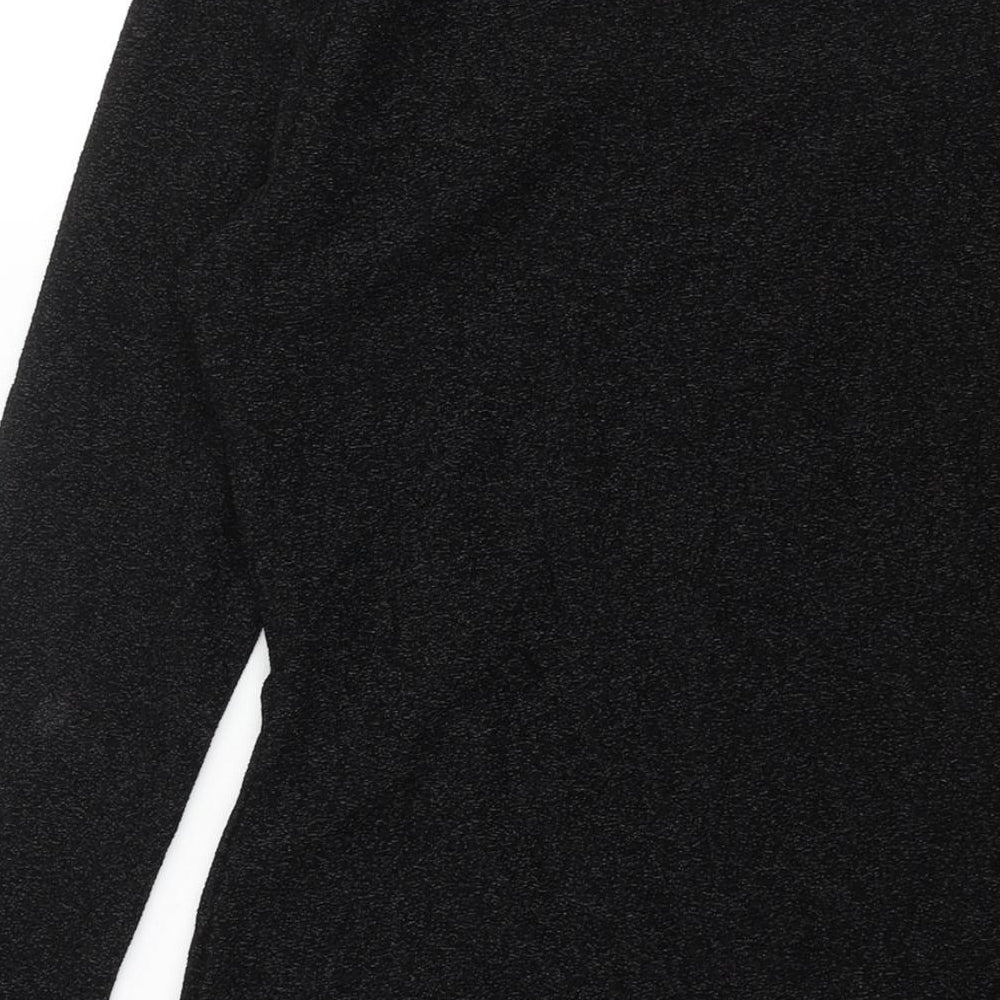 H&M Womens Black Polyester Bodycon Size M Square Neck Pullover - Glitter