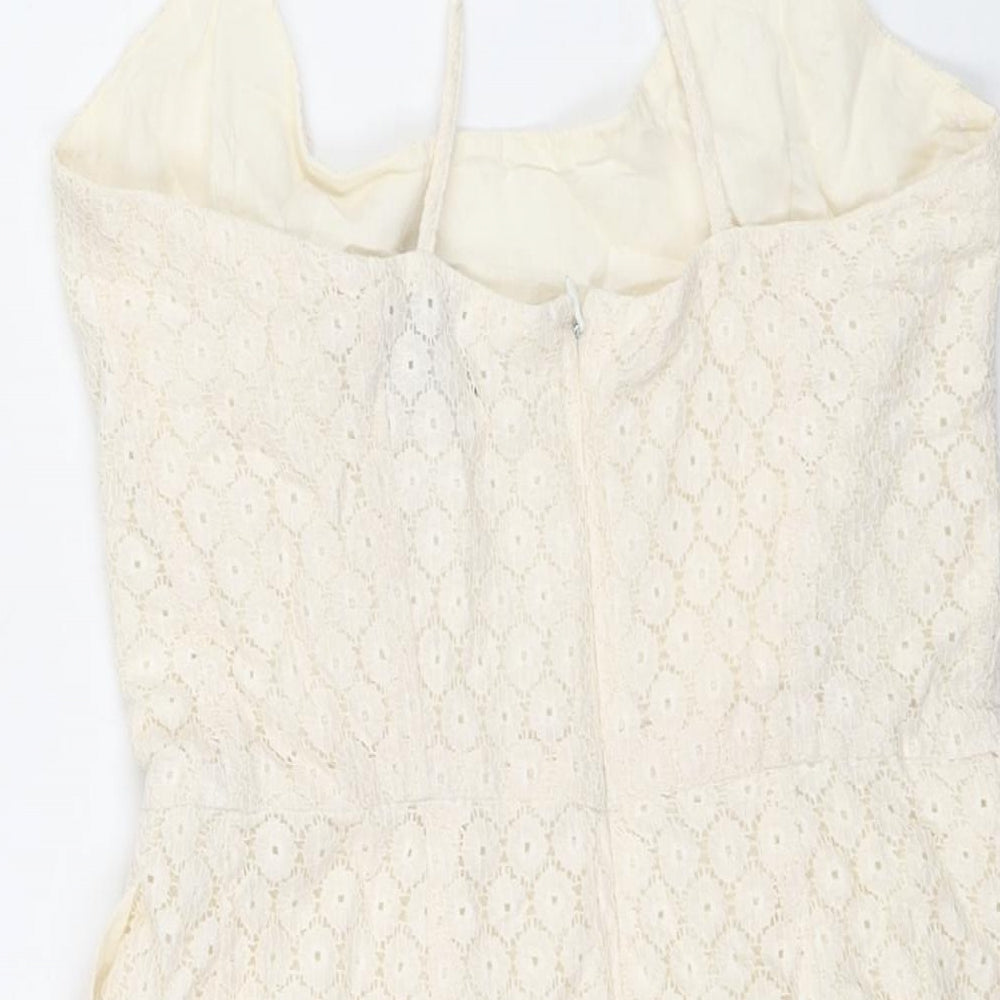 Mango Womens Ivory Cotton Sheath Size M Scoop Neck Zip