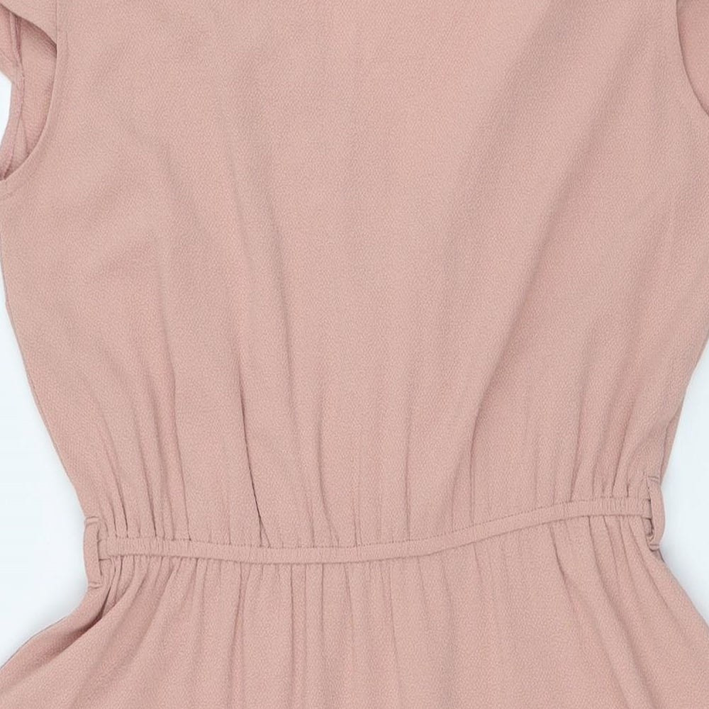 New Look Womens Pink Polyester A-Line Size 10 V-Neck - Elasticated Waist
