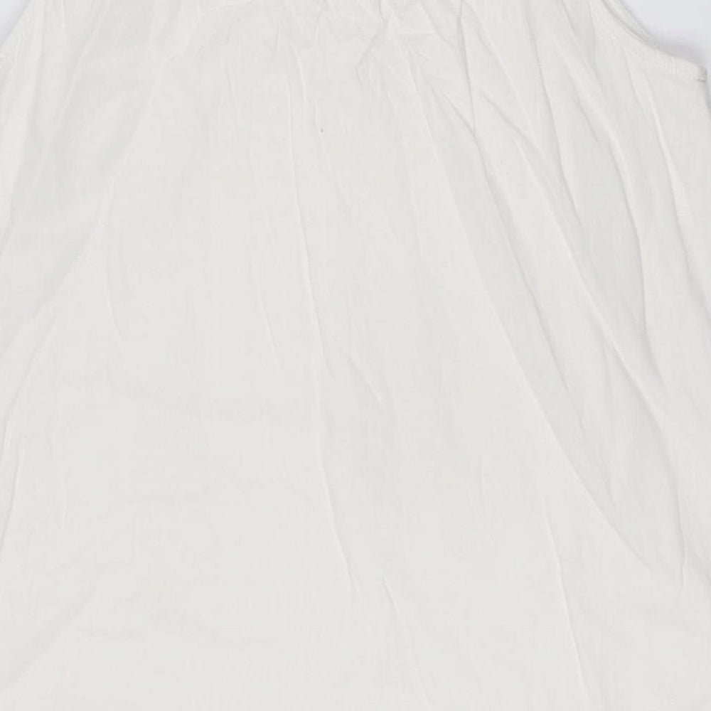 Marks & Spencer Womens Ivory Linen A-Line Size 12 Round Neck